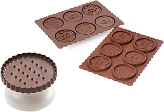 Silikomart Kit for Preparing Biscuits Topped with Chocolate, Silicone, Brown and White