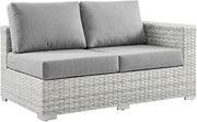 Gray Outdoor Patio Left-Arm Loveseat with Cushioned Comfort, Durable Frame, Weather-Resistant Design, Modern Style for Garden and Porch Use