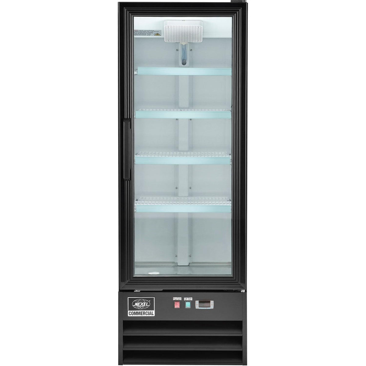 Merchandiser Display Refrigerator by Nexel – 21.7"L x 21.7"W x 63"H, 9.1 cubic_feet, Coated Steel, Black, Model G258BMF-HC