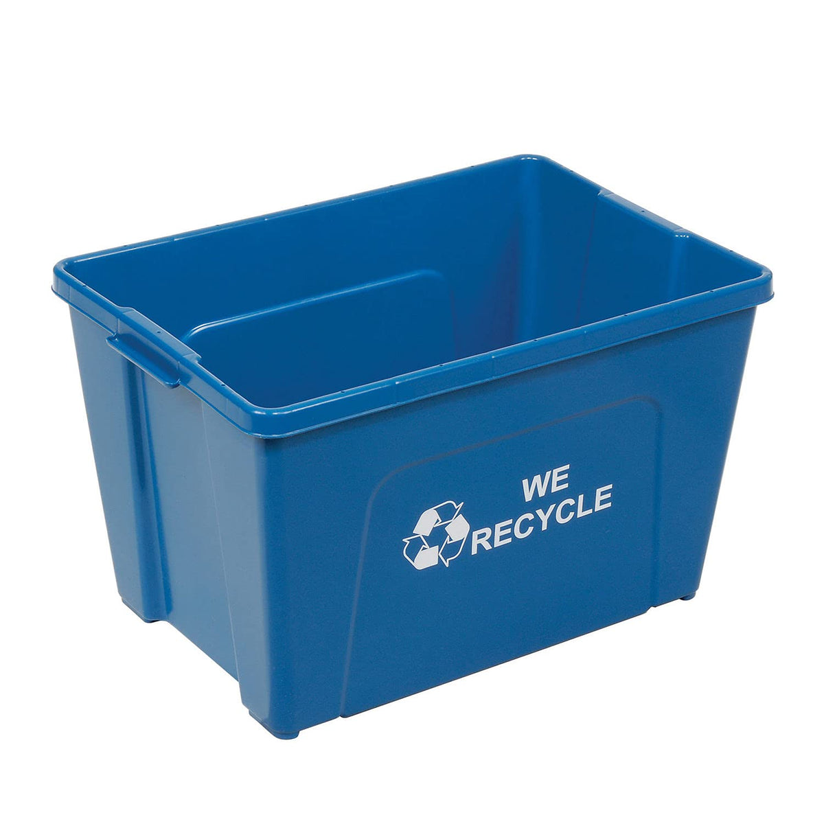 Recycling Bin by Global Industrial – 24"L x 16"W x 14.5"H, 18.0 gallons, Plastic, Blue, Model GTRUE18-01