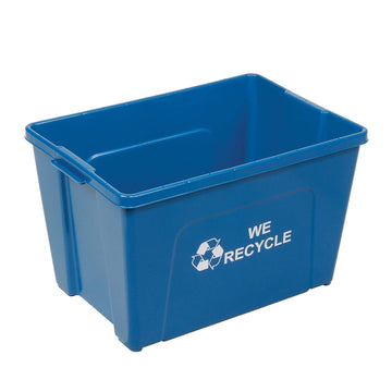 Recycling Bin by Global Industrial – 24"L x 16"W x 14.5"H, 18.0 gallons, Plastic, Blue, Model GTRUE18-01