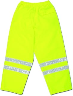 MCR Safety 598RPWX2 Class E Breathable Polyester/Polyurethane Waist Pant with 2-Inch White Vinyl Reflective Material, Fluorescent Lime, 2X-Large