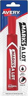 Avery Marks A Lot® Permanent Markers, Regular Desk-Style Size, Chisel Tip, 1 Red Marker (17887)