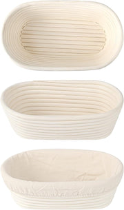 Saint Germain Bakery Round Bread Banneton Basket, 10 Inch Oval, Set of 2