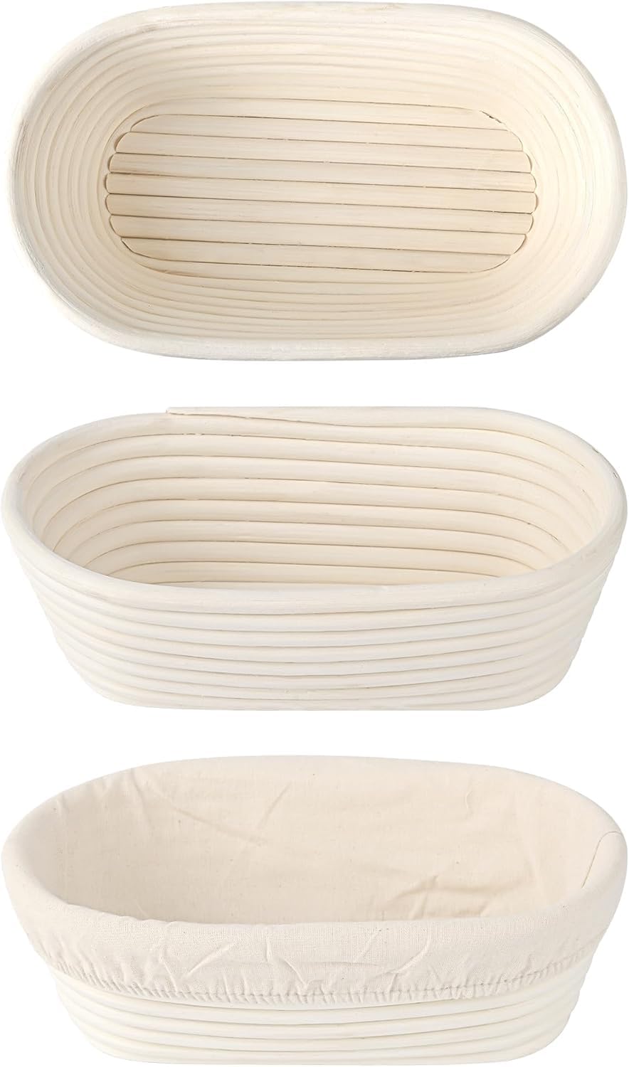 Saint Germain Bakery Round Bread Banneton Basket, 10 Inch Oval, Set of 2