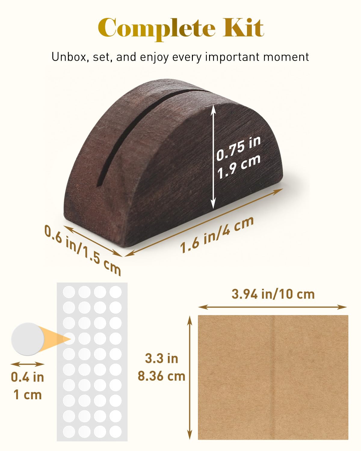 Uniclife Wooden Place Card Holders, 24 Piece Set, Brown