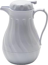 Winco 64 oz White Insulated Beverage Server, Swirl