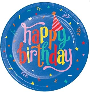 Creative Converting Birthday Paper Plates, Hats Off, 9 in, 8 ct | Decorative Party Plates, Durable Paper Construction, Disposable for Birthdays, Baby Showers and Everyday Celebrations