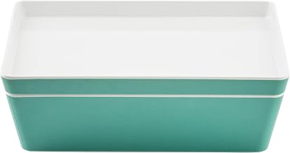 Tablecraft Marvista Collection Rectangular Stackable Bowl and Lid, 3 Qt Capacity, 11.25" x 7.25" x 4", Jade Melamine, Space-Saving Food Container for Prep, Serving, and Organization