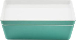 Tablecraft Marvista Collection Rectangular Stackable Bowl and Lid, 3 Qt Capacity, 11.25" x 7.25" x 4", Jade Melamine, Space-Saving Food Container for Prep, Serving, and Organization