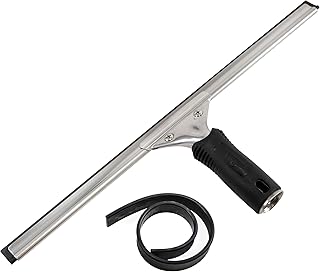 UNGER Connect and Clean 16” Performance Window and Glass Cleaning Squeegee with Replacement Rubber, Cleaning Supplies, Heavy Duty Household Cleaner Tools with Streak-Free Results