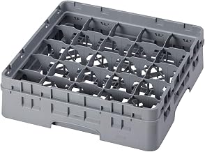 Cambro 25S318 19-3/4" Width x 19-3/4" Height, Cack Soft Gray Polypropylene Full Size 25 Compartment Glass Rack