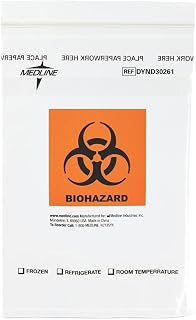 Medline Biohazard Specimen Bags, Plastic Zip-Style, Clear, Not Made From Natural Rubber Latex, 9" x 6", Pack of 100