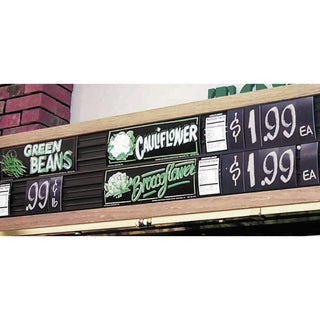 Produce Track Signs Matte Black Plastic 6 Channel Wood Framed - 48"L by HUBERT – Plastic, Black, Model B2121011