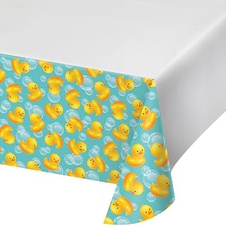 Creative Converting 727058 Border Print Plastic Tablecover, 54 x 102, Bubble Bath (2-Pack)