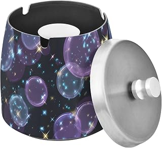 Bubbles Pattern Splash Ashtray with Lid, Outdoor Ashtrays for Patio