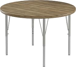 Correll 36" Top Bar Stool/Standing Height Round Activity Table in Hickory