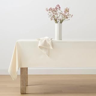Lenox French Perle Solid Tablecloth, Natural - 52" W x 70" L