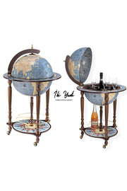 Globe Bar Cabinet with Wooden Stand - Vintage World Map Design Bar Cart by GENERIC – WHITE
