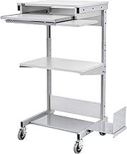Global Industrial Mobile Computer Workstation with Keyboard, Printer Shelf and CPU Holder, Gray