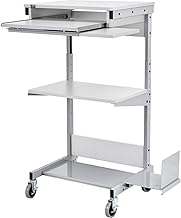 Global Industrial Mobile Computer Workstation with Keyboard, Printer Shelf and CPU Holder, Gray