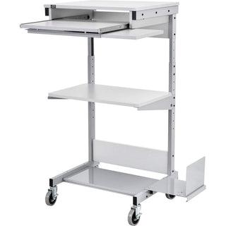 Mobile Computer Workstation with Keyboard by Global Industrial – 25.5 x 22 x 44.5 inches, Tubular,Steel, Grey, Model 506693