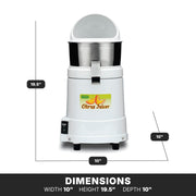 Heavy Duty Electric Citrus Juicer by Waring – 10 x 10 x 19.5 inches, Polycarbonate (PC), White, Model JC4000