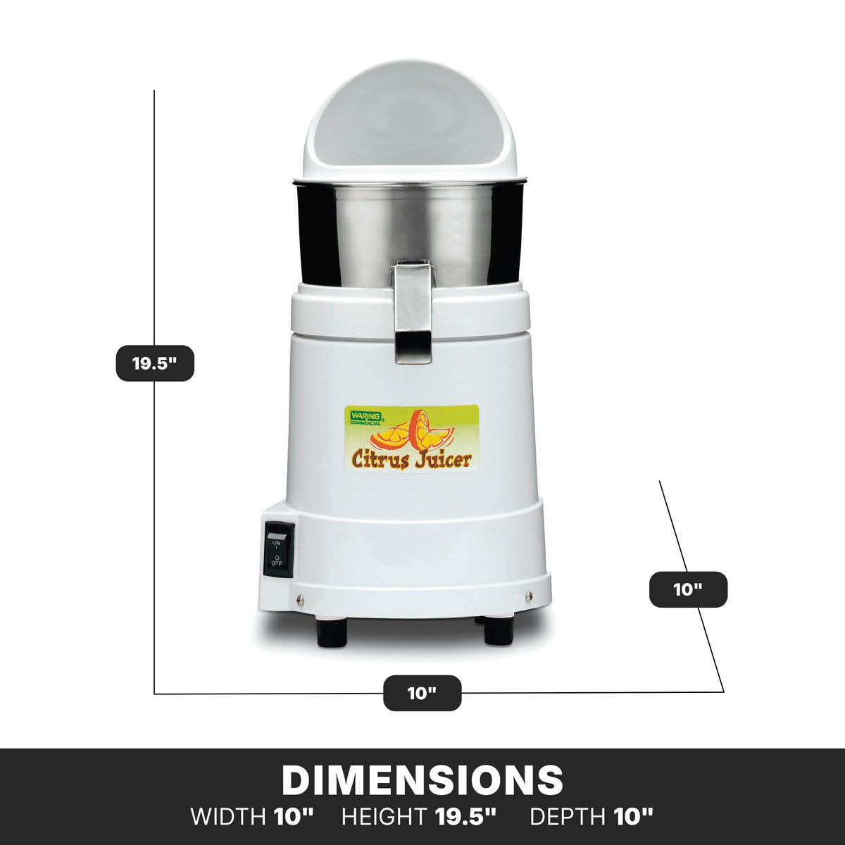 Waring Heavy Duty Citrus Juicer / 10 x 10 x 19.5 inches / White Citrus Juicers