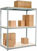 Global Industrial Wide Span Rack 60Wx24Dx96H, 3 Shelves Laminated Deck 1200 Lb Per Level, Gray