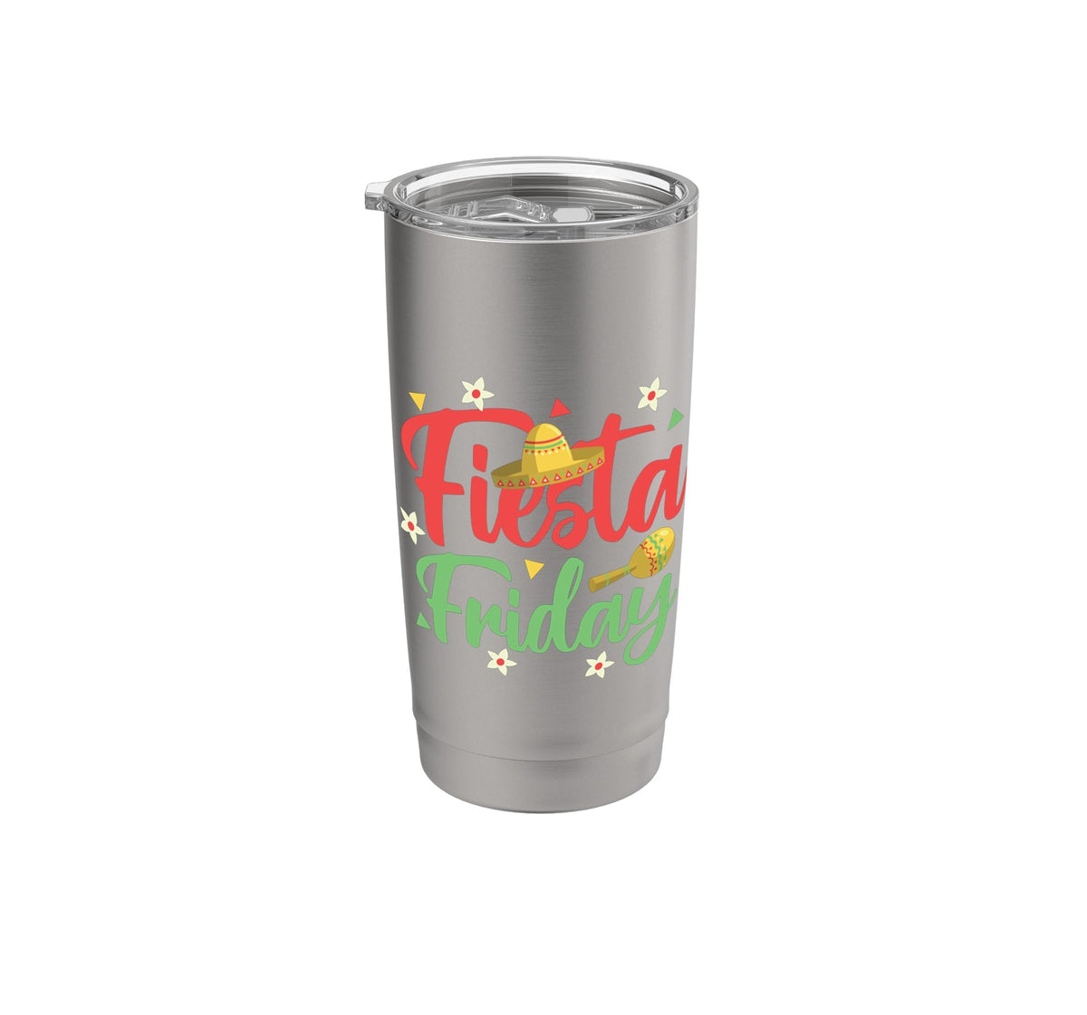 Fiesta Friday Stainless Steel Insulated Tumbler by Great Fiesta Friday Apparel – 20 Ounces, 20 fluid_ounces, Stainless Steel, Brushed Steel, Model P8K073EGW1TUSbrushed_steel