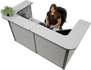 Global Industrial 88" W x 44" D x 44" H U-Shaped Reception Station, Gray Counter/Gray Panel
