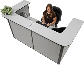Global Industrial 88" W x 44" D x 44" H U-Shaped Reception Station, Gray Counter/Gray Panel
