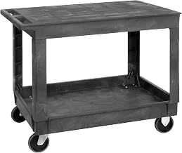 Quantum QFS-PFTC4026-33-2 Polymer Mobile Utility Cart, 2 Shelves, 550 lb Capacity, 40" W x 26" D x 32.5" H, Gray, Push Handle