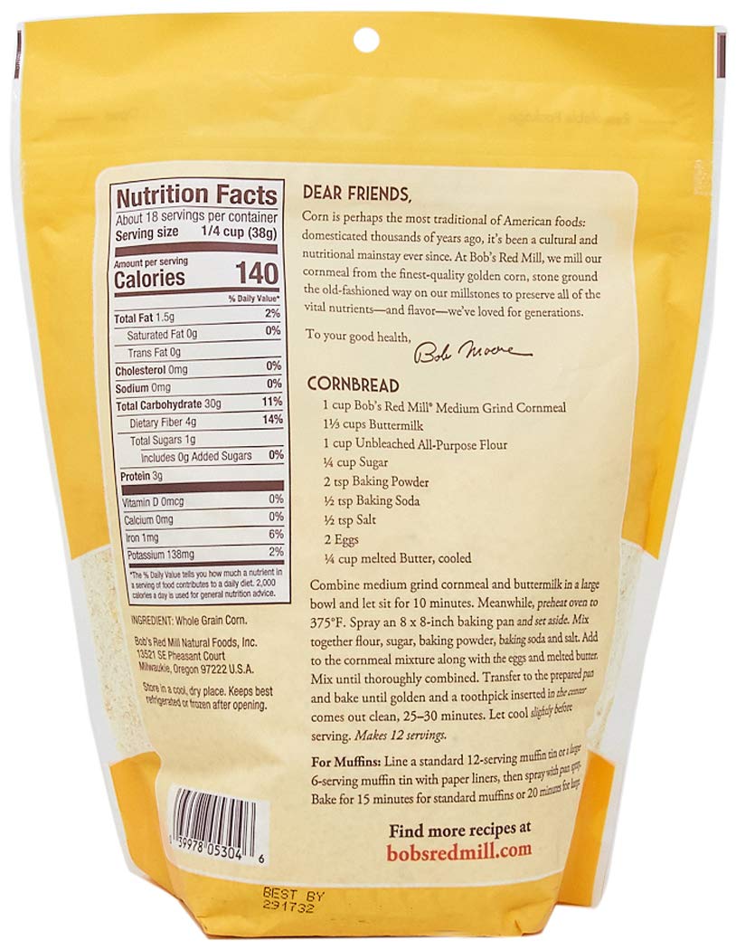 Medium Grind Cornmeal by Bob's Red Mill – 24 Ounce (Pack of 1), Model 1148S24