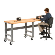 Adjustable Height Mobile Workbench by Global Industrial – 36"L x 96"W x 4"H, Steel, Gray, Model 183179A