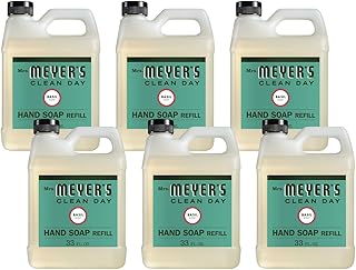 Mrs. MEYER'S Basil Scent Liquid Hand Soap Refill Bottle, 33 Fl oz. (Pack of 6)