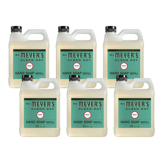 Basil Scent Liquid Hand Soap Refill Bottle by Mrs. MEYER'S – 33 Fl Oz, Pack of 6, Model 808124141636