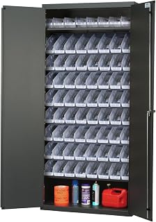 QUANTUM STORAGE SYSTEMS Gray Specialty Cabinet W/45 Clear Bins