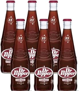 Dr Pepper Real Sugar Soda 12 Oz Glass Bottle (Pack of 6, Total of 72 Oz)