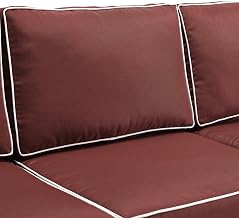 Outdoor Wicker Sofa in Sangria and Weathered Brown, Weatherproof Material, Comfortable Seating for Three, Stylish Patio Furniture, 67 lb