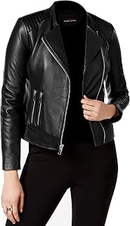 Sleek Black Motorcycle Lambskin Leather Jacket for Women | Leather Jacket for Women
