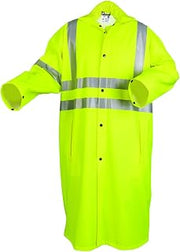 MCR Safety 518CXL Luminator Class 3 Stretch Polyurethane/Cotton-Polyester Blend Flame Resistant Coat with Roll-Up Hood, Fluorescent Lime, X-Large