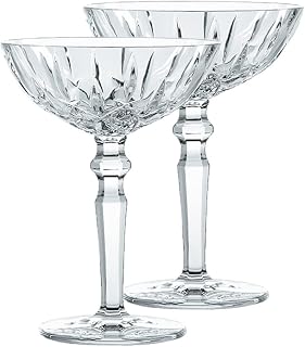 Nachtmann Noblesse Collection Cocktail Coupe Glasses, set of 2, Clear Crystal Glass with Stem, Perfect for Drinking Champagne, Sweet Wine, Martini, and Cosmopolitan, dishwasher safe