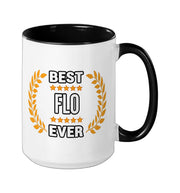 Best Flo Ever with Star Name Flo Ceramic Mug by Flo Cool Personalised Name Desing – 15 Ounces, 15 fluid_ounces, Ceramic, Black/White