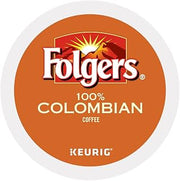 Folgers 100 percent Colombian medium-dark roast coffee single serve capsules for Keurig K-Cup pod brewers, 80 Count