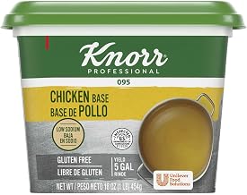 Knorr Professional 095 Low Sodium Chicken Base Tubs, 16 Oz, 12 Pack | Gluten Free, No Added MSG, 0g Trans Fat, 912 Average Servings Per Case, Oven Roasted Chicken, for Soups, Stocks & Sauces