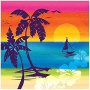 Creative Converting 16 Count 3-Ply Beverage Napkins, Luau Aloha Summer Sunset