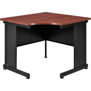 36" W Corner Desk - Mahogany by Global Industrial – Laminate, Mahogany & Black, Model 240347MH
