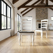White Ladderback Dining Chairs Set of 2 with Wood Seats by Starlight Canyon Home – Solid Wood, Mahogany, White, Pack of 2