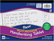 Pacon Long Ruled Handwriting Tablet, 8" x 10.5", 40 Sheets/Each, 24 Tablets | Multi-Program, D'Nealian Grade 1, Zaner-Bloser Grade 2, 0.5" Ruling, 0.25" Dotted Midline, 0.25" Descender Space, PAC2481